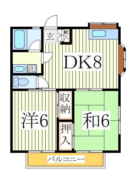 グリーンハイツB(2DK/2階)の間取り写真