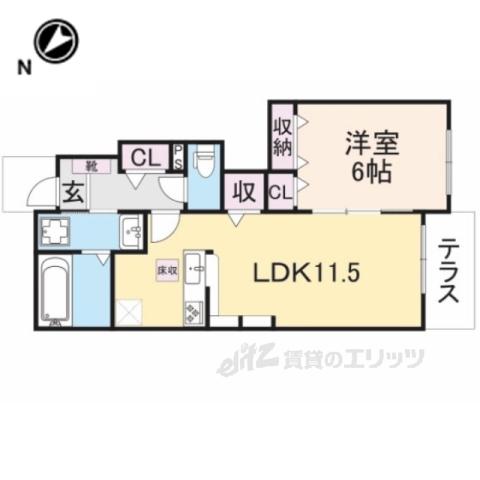 プリュニエⅡ(1LDK/1階)の間取り写真