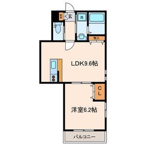シエスタ(1LDK/3階)の間取り写真