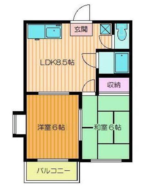 リバーサイドパレス(2LDK/2階)の間取り写真