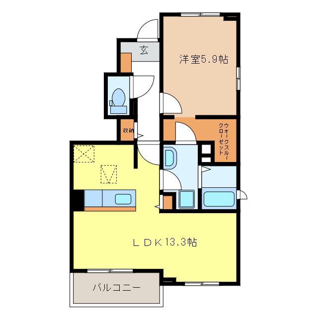 グランドステージ豊潤 D・E(1LDK/1階)の間取り写真
