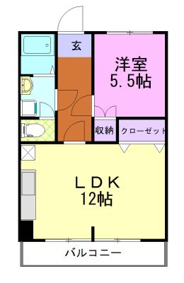 コーポ青柳(1LDK/2階)の間取り写真