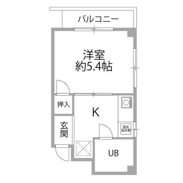 山金ハイツ(1K/2階)の間取り写真