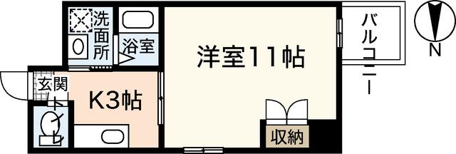 ヴァンサンク堺町(1K/2階)の間取り写真