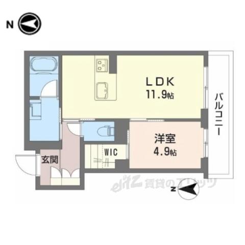 ヴェルジェ3(1LDK/3階)の間取り写真