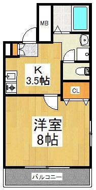 オリーブハウス(1K/3階)の間取り写真