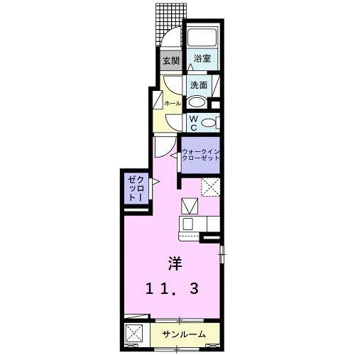 レジデンスアンジュII(ワンルーム/1階)の間取り写真