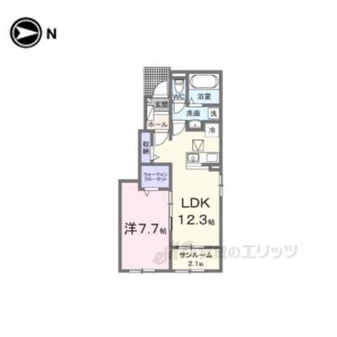 ヒカルサ仰木の里Ⅰ(1LDK/1階)の間取り写真