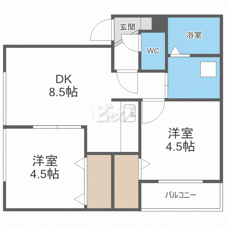 ドルチェI(2LDK/1階)の間取り写真