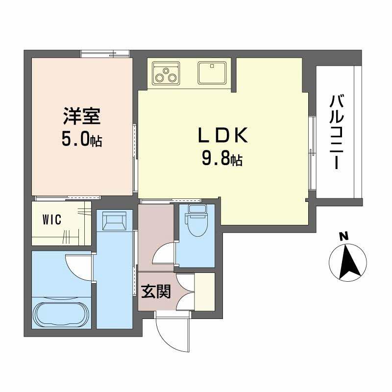 シャーメゾン 武(1LDK/2階)の間取り写真
