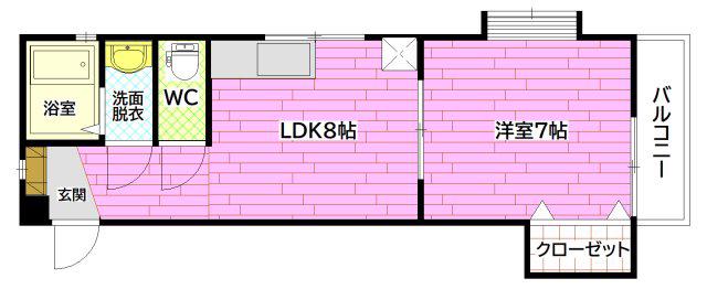 吉村ハイツII(1LDK/4階)の間取り写真