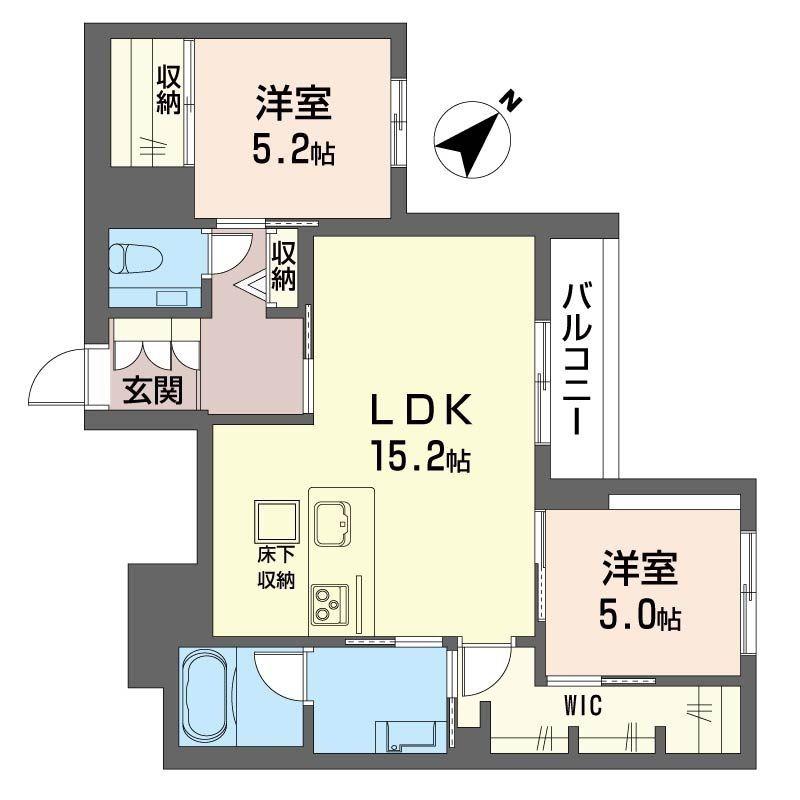 ミライザ桜丘(2LDK/1階)の間取り写真