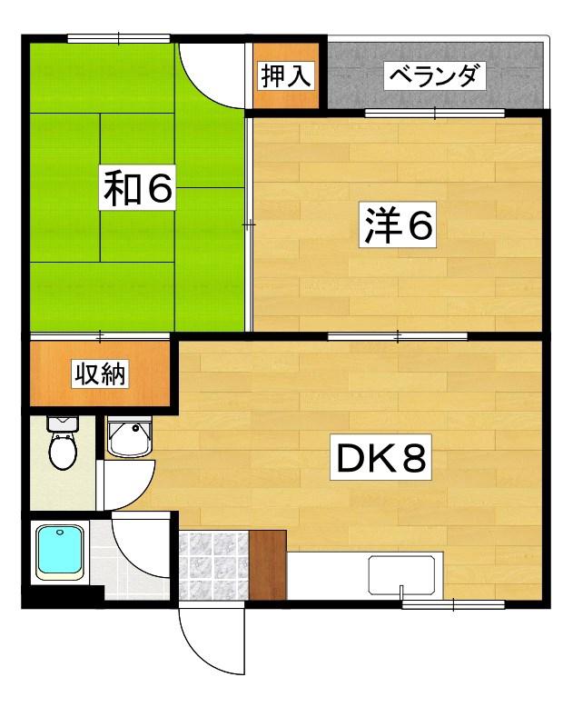 成田グリーンハイツ(2DK/2階)の間取り写真