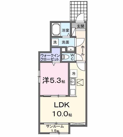ライラック(1LDK/1階)の間取り写真