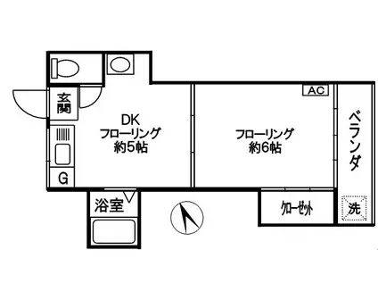 鈴木ハウス(1DK/2階)の間取り写真