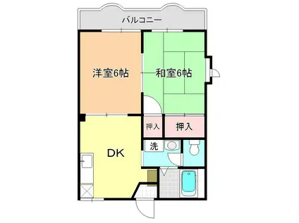 コーポ笠川(2DK/1階)の間取り写真