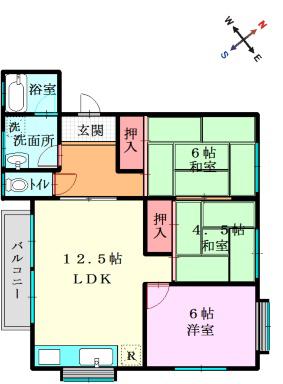 ハイツリバーサイド(3LDK/1階)の間取り写真
