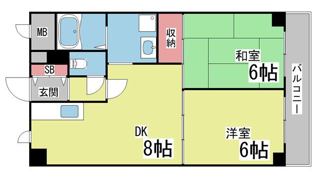 イトーピア灘KITANO(2DK/11階)の間取り写真