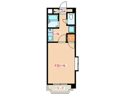 パークヒル東雲(1K/2階)の間取り写真