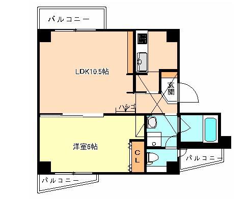 フィルハウス須賀(1LDK/2階)の間取り写真