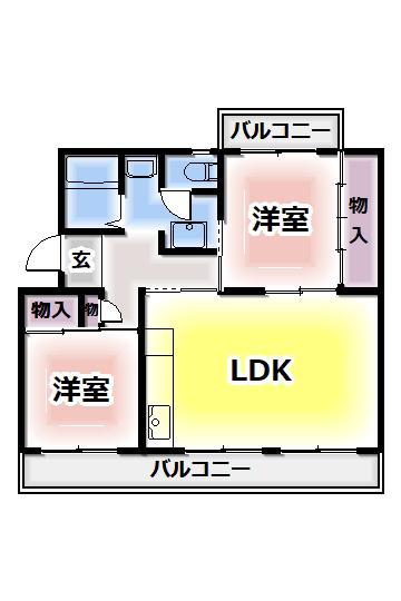 ヴィラナリー狭山10号棟(2LDK/3階)の間取り写真