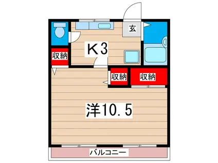 サニーヒルマンション(1K/1階)の間取り写真