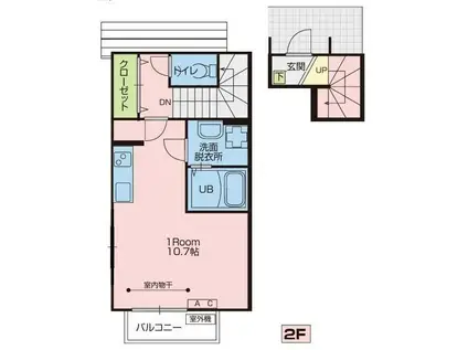 LEVEL TWEE(ワンルーム/2階)の間取り写真