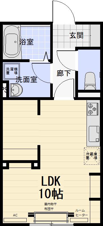 ベル・ビジュー堤台(ワンルーム/1階)の間取り写真