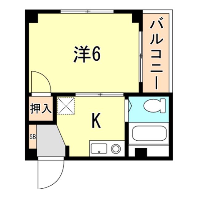 ハイツL(1K/2階)の間取り写真