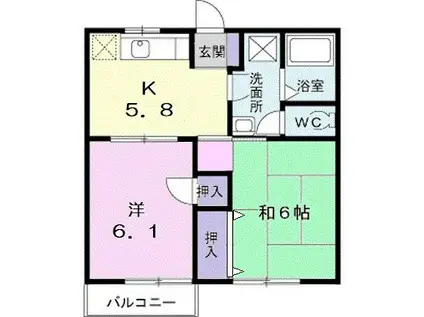 エスポワール A(2K/2階)の間取り写真