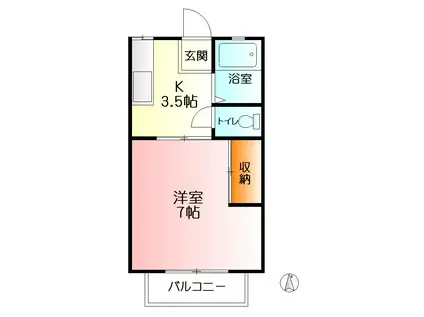 シティハイツA(1K/2階)の間取り写真