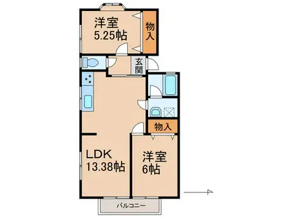 レジデンス二葉(2LDK/2階)の間取り写真