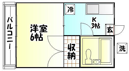 シンエイハイツ(1K/1階)の間取り写真