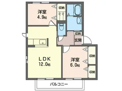 グレイスガーデンA(2LDK/2階)の間取り写真