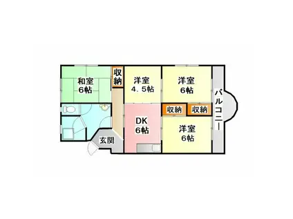 桃山グリーンハイツ(4DK/2階)の間取り写真