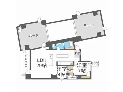 グランリュクス(2LDK/8階)の間取り写真