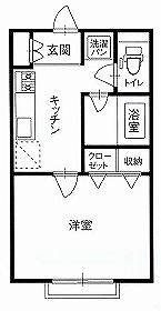 DI青柳B(1K/1階)の間取り写真
