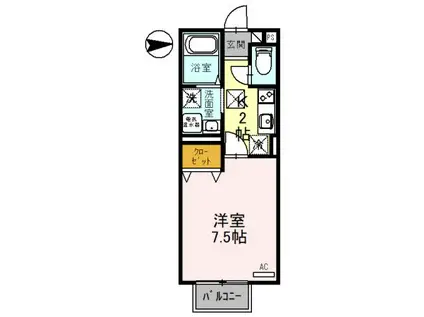 パリオ菅沼B(1K/1階)の間取り写真