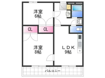 レオパレス中井町3(2LDK/3階)の間取り写真