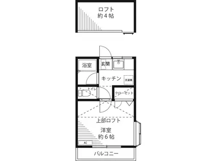グレースハイム(1K/2階)の間取り写真