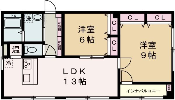 エイトビル福崎(2LDK/3階)の間取り写真