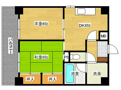 ハピネスみゆき(2DK/5階)の間取り写真