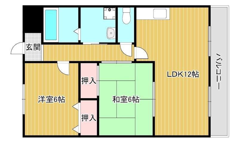 ウイングパレス東陽(2LDK/3階)の間取り写真
