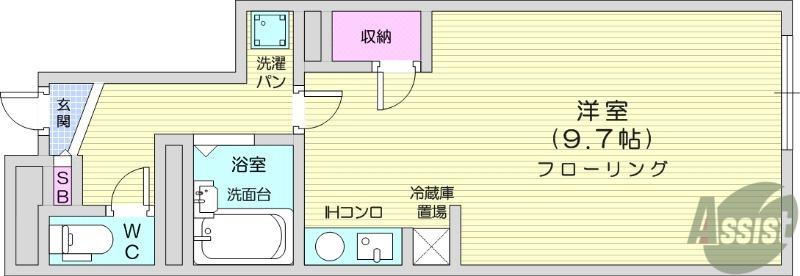 ジュネス(ワンルーム/1階)の間取り写真