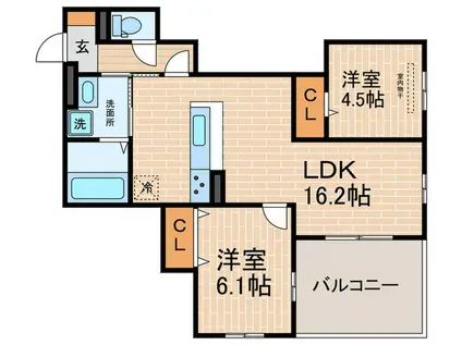 ヴィクトワール 庄(2LDK/3階)の間取り写真