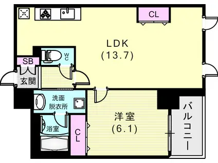 アドレス新神戸(1LDK/4階)の間取り写真
