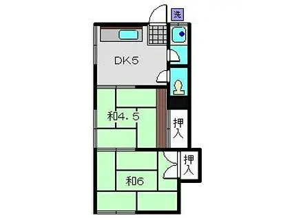 山手ハウス(2DK/2階)の間取り写真