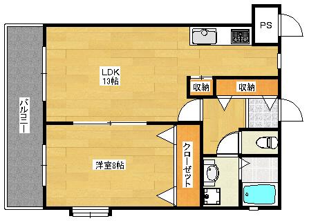 サラマンカビル(1LDK/1階)の間取り写真