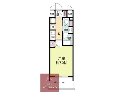 ルネフラッツ森小路駅前II(1K/7階)の間取り写真