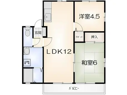 レトア三軒屋(2LDK/1階)の間取り写真